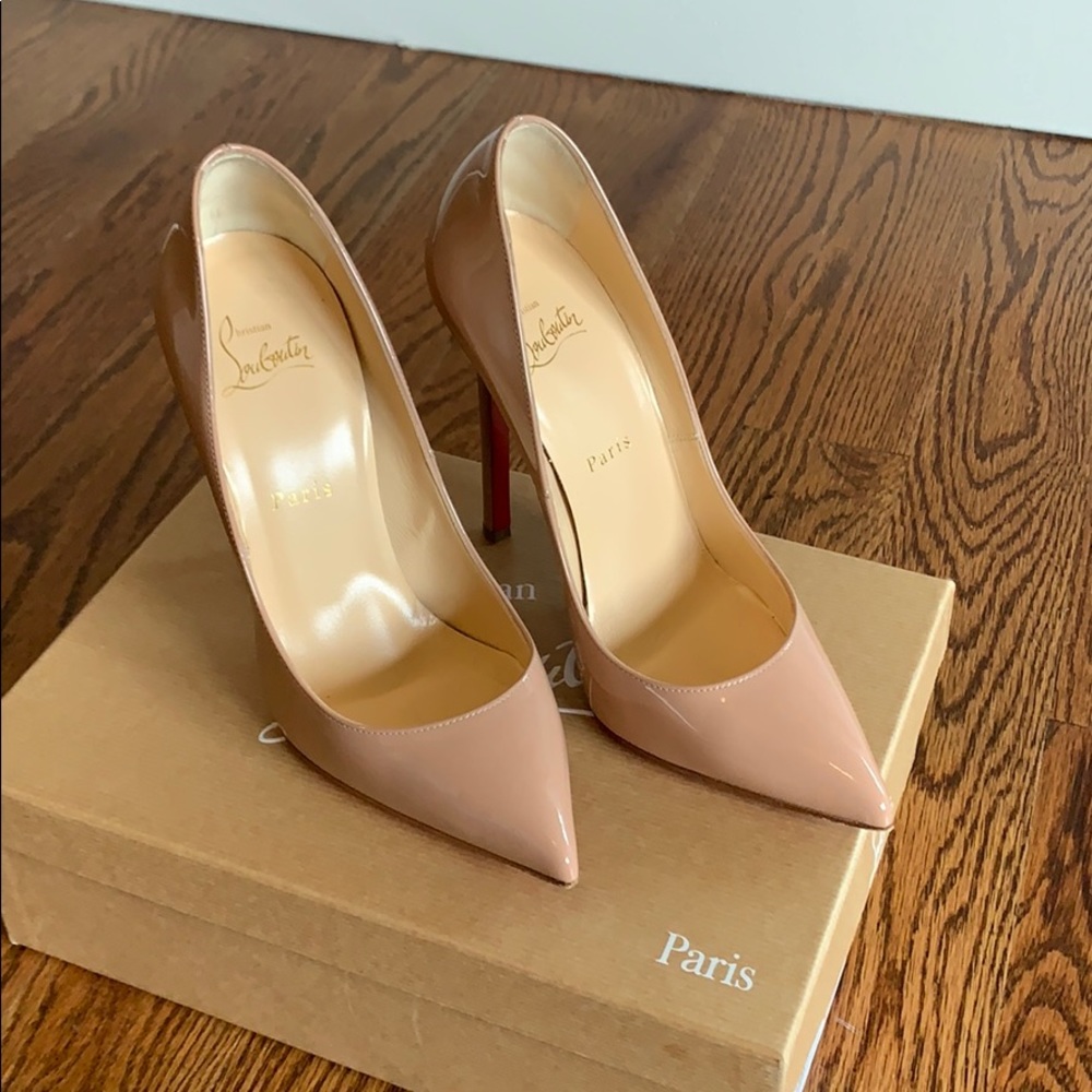 Nude Christian Louboutin Pigalle 120 patent calf
